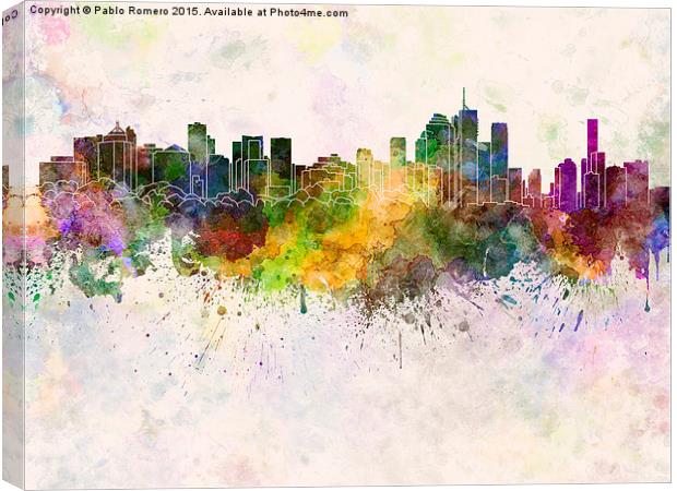 Brisbane skyline in watercolor background Canvas Print by Pablo Romero