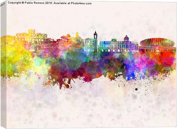 Nice skyline in watercolor background Canvas Print by Pablo Romero