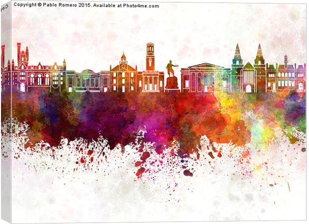 Aberdeen skyline in watercolor background Canvas Print by Pablo Romero