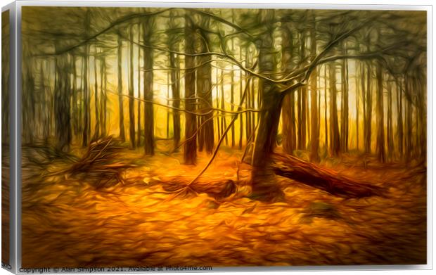 Autumn Woods (abstract) Canvas Print by Alan Simpson