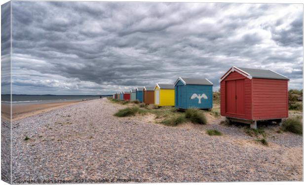 Findhorn Beach Huts Canvas Print by Alan Simpson