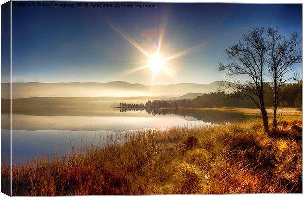  Sunrise over Loch Morlich Canvas Print by Alan Simpson
