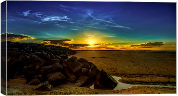 Brancaster Beach Sunset Canvas Print by Alan Simpson