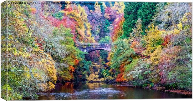  Autumn Colours over the River Foyers Canvas Print by Lynda Simpson
