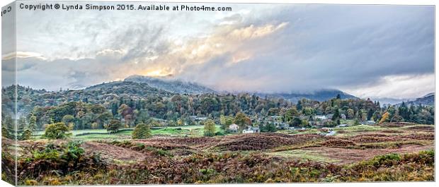  Dramatic sky over Elterwater Canvas Print by Lynda Simpson