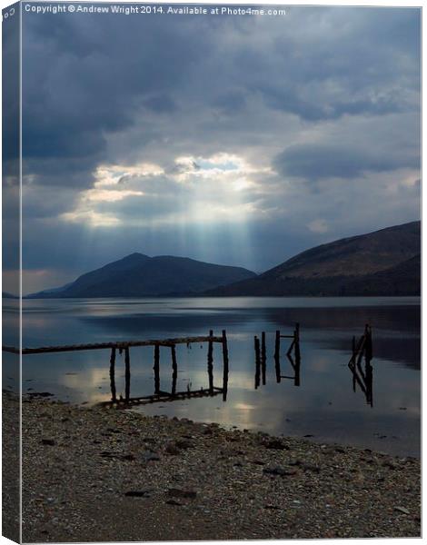  Rays Of Light On Loch Linnhe Canvas Print by Andrew Wright