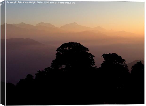  Dawn At Australian Camp, Nepal Canvas Print by Andrew Wright