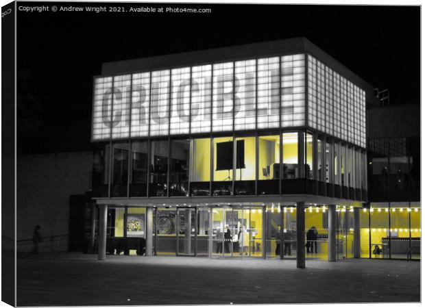 The Crucible Theatre, Sheffield ( Yellow & Grey Version ) Canvas Print by Andrew Wright