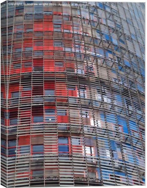 Abstract Torre Glories, Barcelona Canvas Print by Andrew Wright