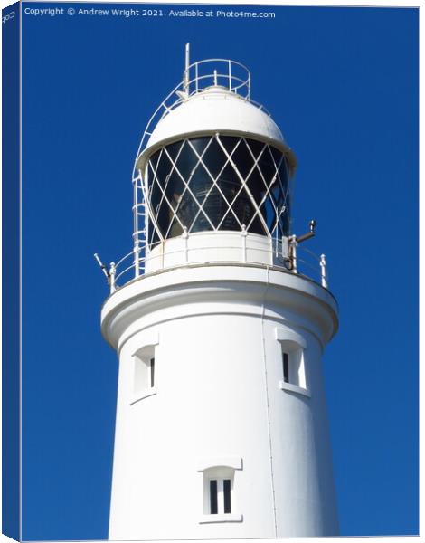 Portland Bill Lighthouse - WHITE Canvas Print by Andrew Wright