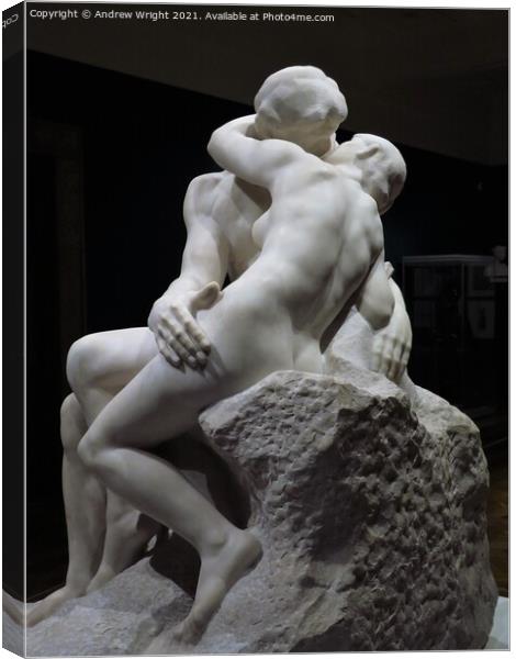 Rodin - The Kiss Canvas Print by Andrew Wright