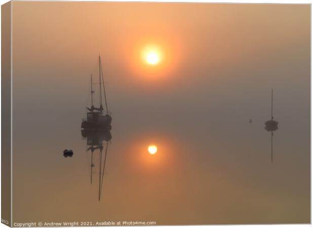 A Misty Sunrise  Canvas Print by Andrew Wright