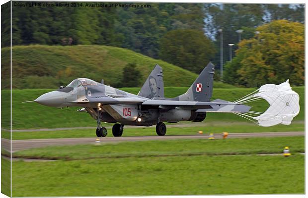  MiG-29 with brake shoot Canvas Print by chris albutt