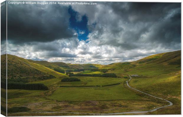 The Welsh Valley Road to Llandovery. Canvas Print by William Duggan