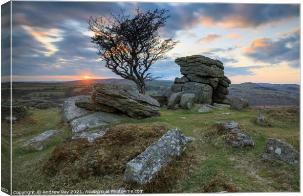 Dartmoor sunset Canvas Print by Andrew Ray