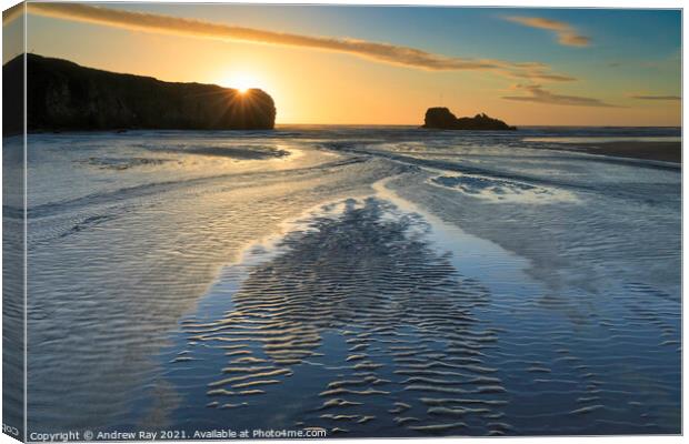 Towards the setting sun (Perranporth)  Canvas Print by Andrew Ray