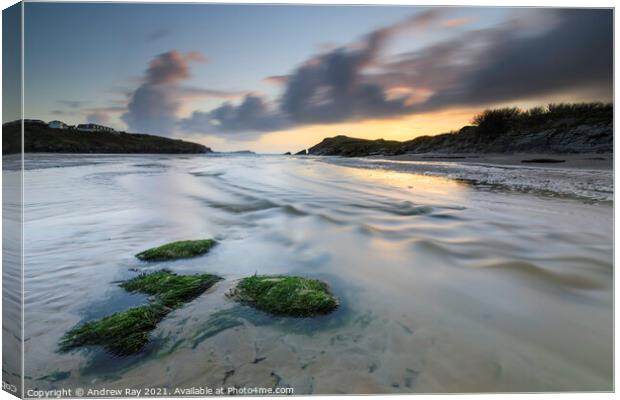 River on Porth Beach Canvas Print by Andrew Ray