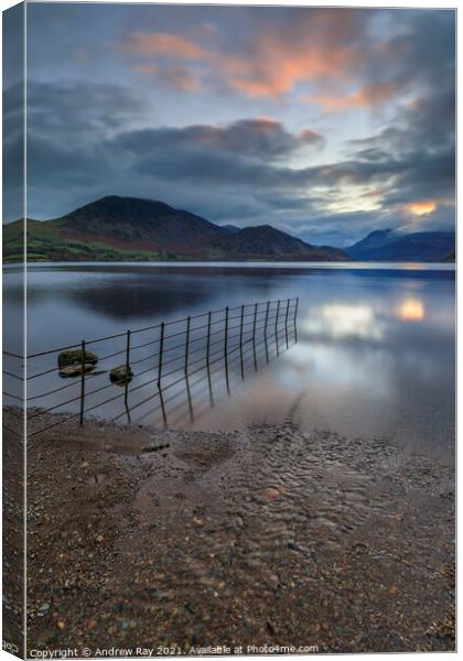 Sunrise over Ennerdale Water Canvas Print by Andrew Ray