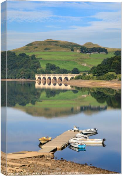 Ladybower reflections Canvas Print by Andrew Ray