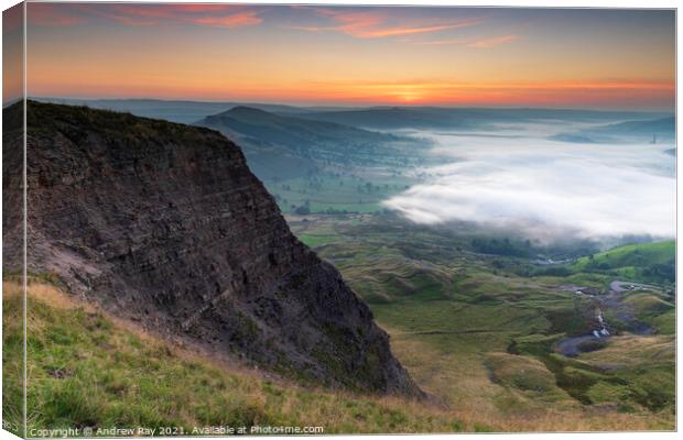 Mam Tor at sunrise Canvas Print by Andrew Ray