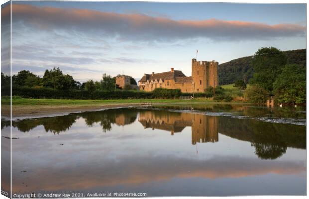 Stokesay Castle reflections  Canvas Print by Andrew Ray