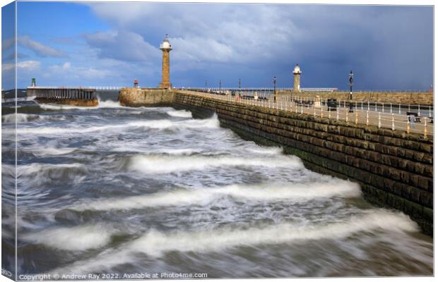 Whitby Piers  Canvas Print by Andrew Ray