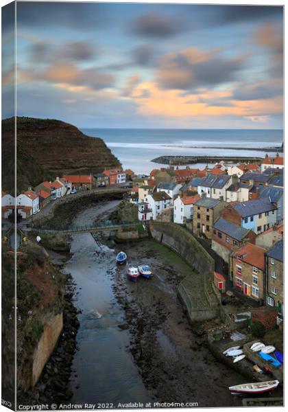 Evening at Staithes  Canvas Print by Andrew Ray