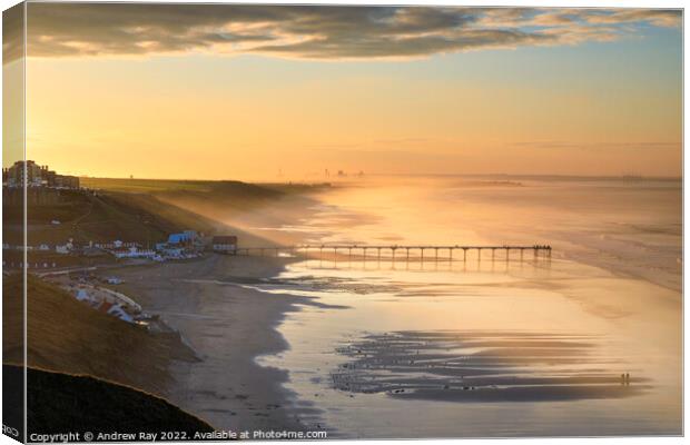 Late light on Saltburn Beach Canvas Print by Andrew Ray