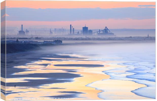 Steelworks at sunset Canvas Print by Andrew Ray