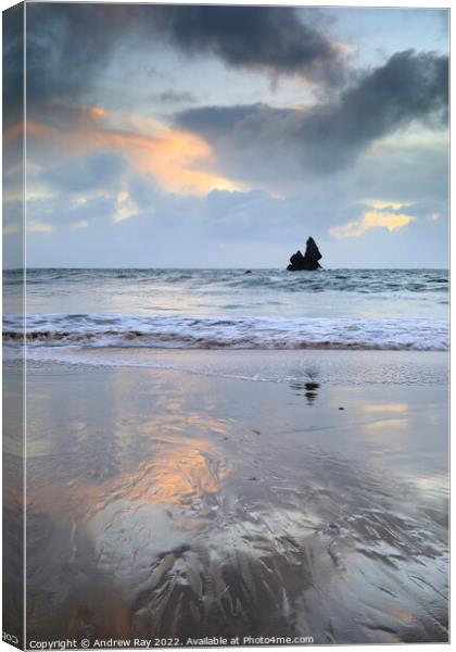 Beach reflections (Broad Haven South) Canvas Print by Andrew Ray