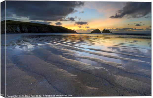 Sand pattern at sunset (Holywell)  Canvas Print by Andrew Ray