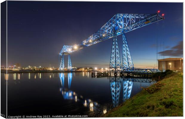 Twilight at Tees Transporter Bridge Canvas Print by Andrew Ray