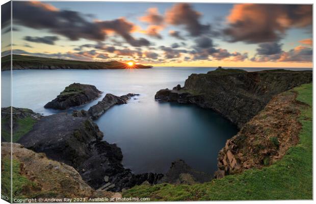 Setting sun at the Blue Lagoon Canvas Print by Andrew Ray