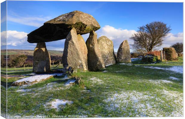Dusting of snow (Pentre Ifan)  Canvas Print by Andrew Ray