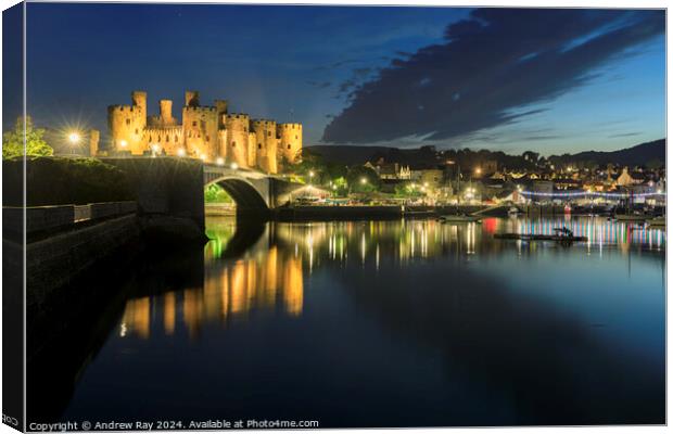 Twilight reflections (Conwy) Canvas Print by Andrew Ray