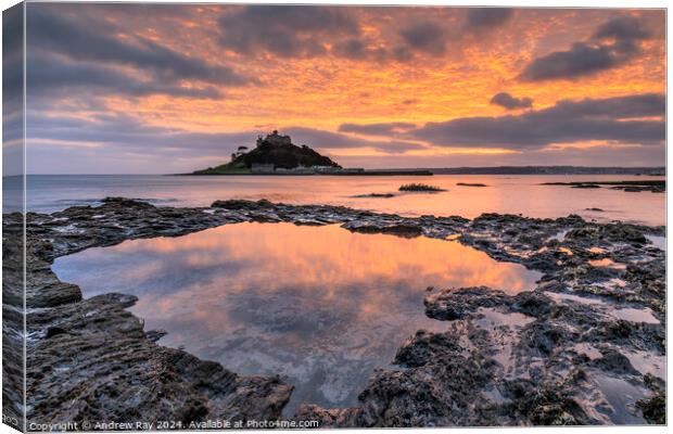 Pool at sunset (St Michael's Mount) Canvas Print by Andrew Ray