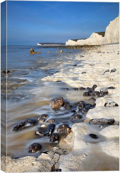 Low Tide at the Seven Sisters  Canvas Print by Andrew Ray