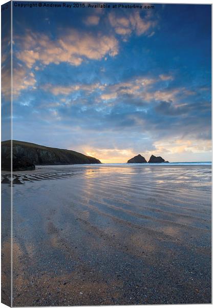 Beach Patterns (Holywell Bay) Canvas Print by Andrew Ray