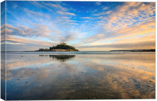 Beach Reflections (St Michael's Mount) Canvas Print by Andrew Ray