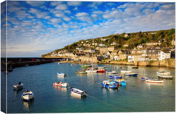 Boats in Mousehole Harbour Canvas Print by Andrew Ray