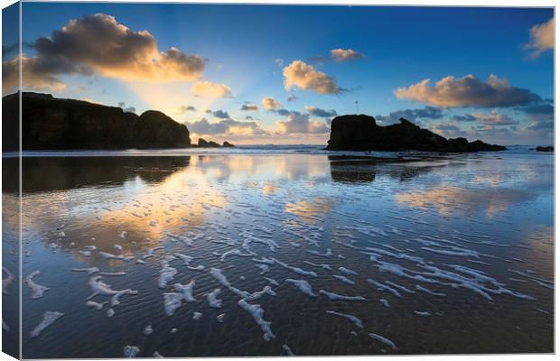 Patterns on the Beach (Perranporth) Canvas Print by Andrew Ray