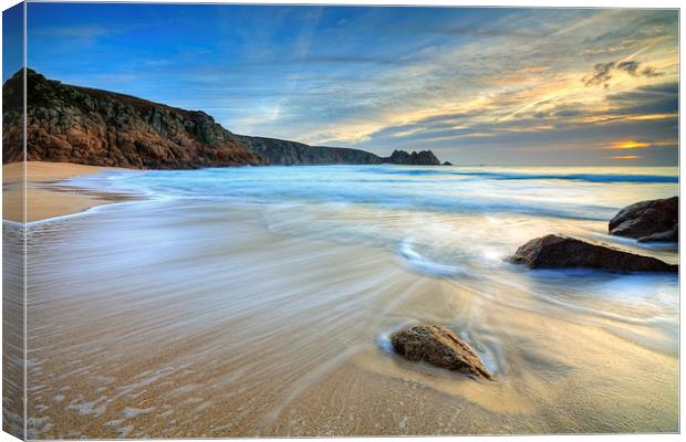Sunrise at Porthcurno Canvas Print by Andrew Ray