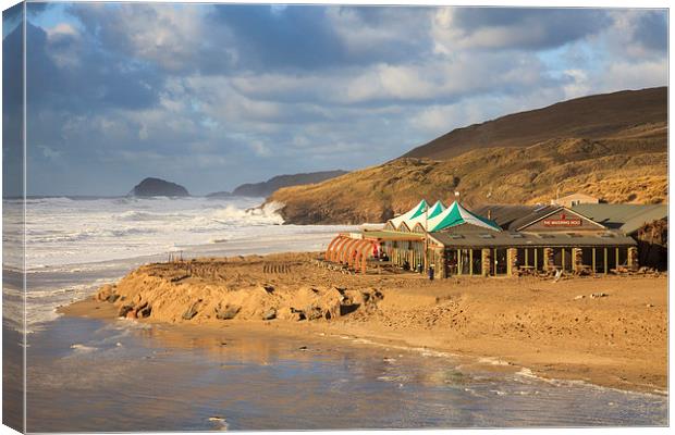 High Tide at the Watering Hole (Perranporth) Canvas Print by Andrew Ray