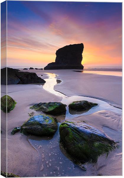 Sunset at Bedruthan Steps Canvas Print by Andrew Ray
