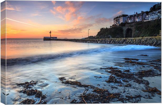 East Looe Beach at Sunrise Canvas Print by Andrew Ray