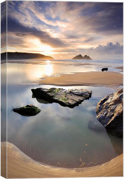 Setting Sun at Holywell Canvas Print by Andrew Ray