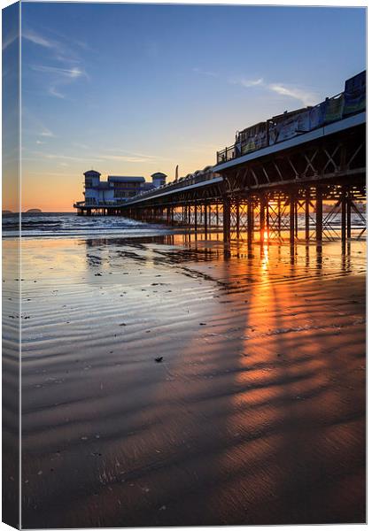 Shafts of Light (Weston Pier)  Canvas Print by Andrew Ray