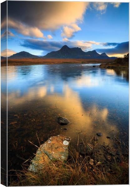 Sunset Reflections (Loch Loyal) Canvas Print by Andrew Ray