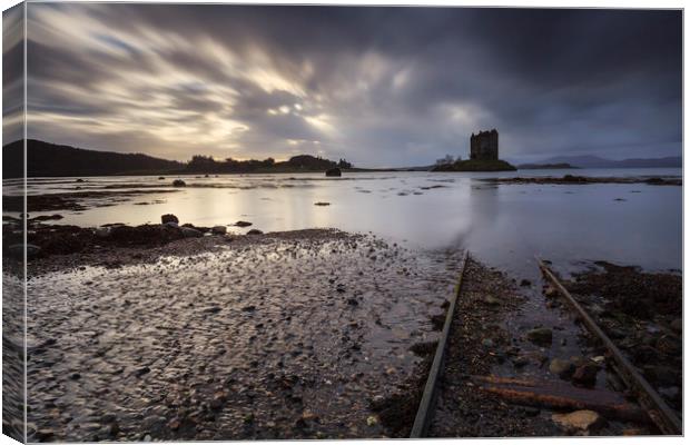 Rail Tracks at Castle Stalker Canvas Print by Andrew Ray