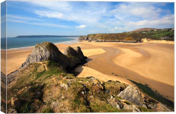Three Cliffs Bay Canvas Print by Andrew Ray